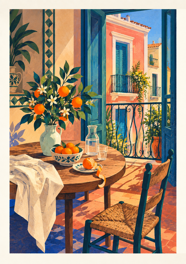 Les taronges de casa — lumière et oranges dans un intérieur du Cabanyal