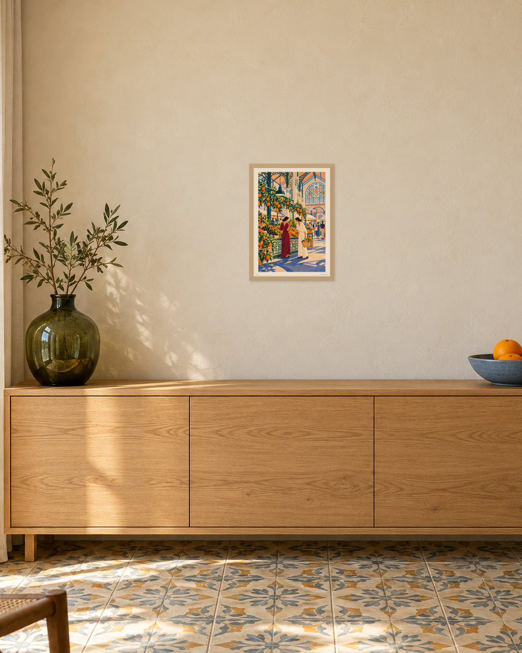 Mercat Central, el matí · A3 print in an oak frame, Valencian dining room
