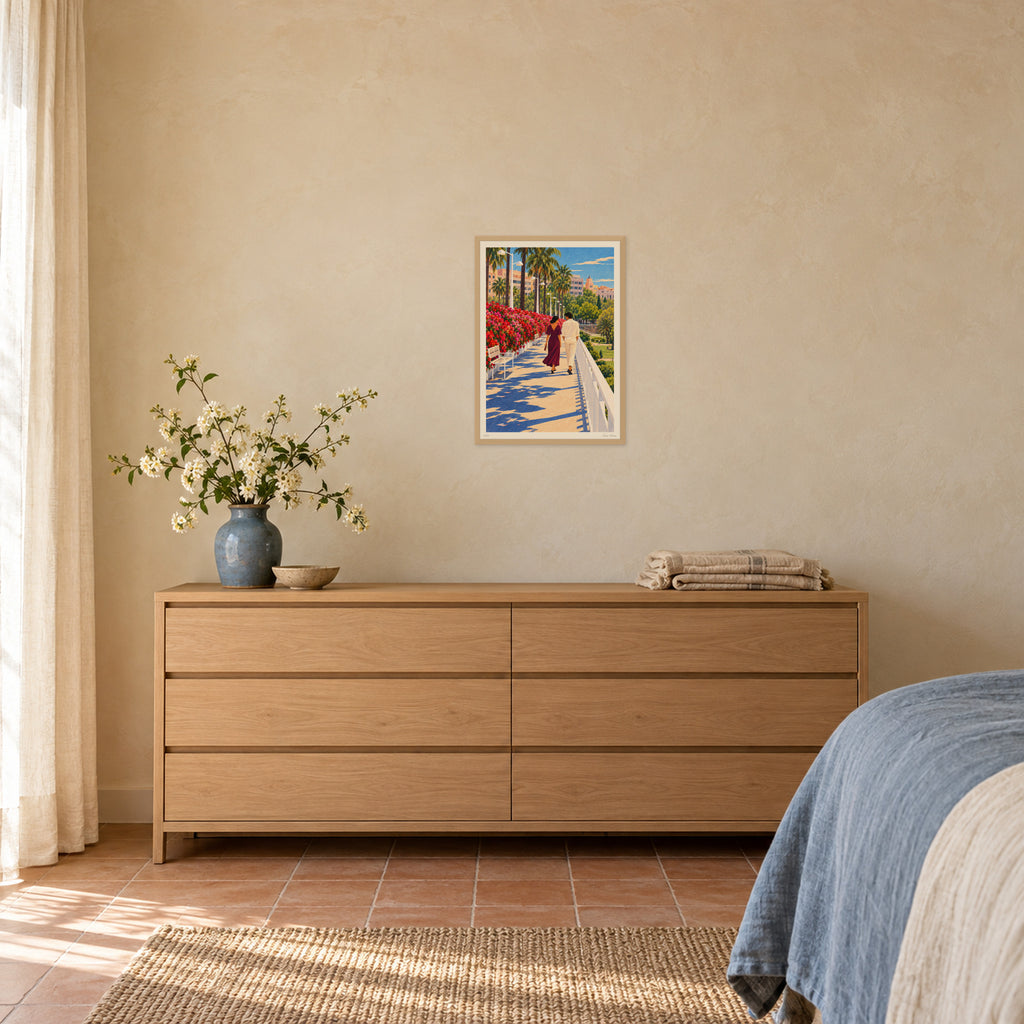El passeig de les flors · A2 print in an oak frame, Valencian bedroom