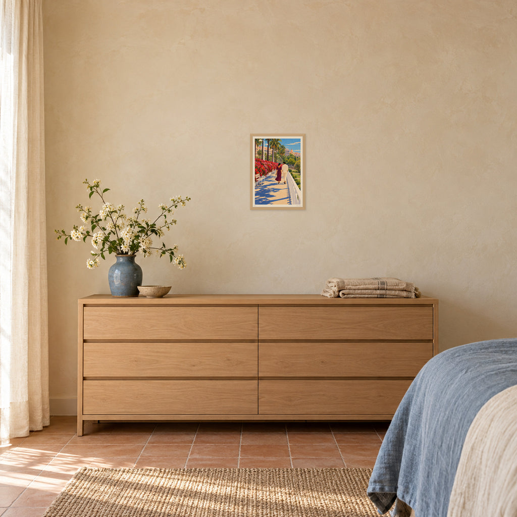 El passeig de les flors · A3 print in an oak frame, Valencian bedroom