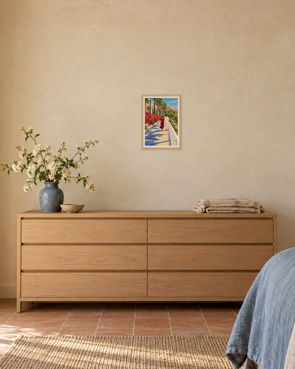 El passeig de les flors · A3 print in an oak frame, Valencian bedroom