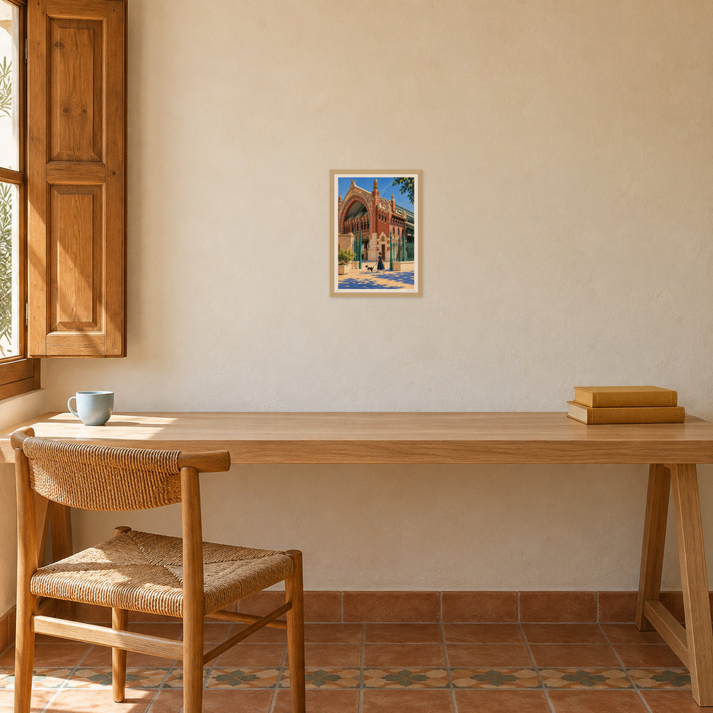 Un matí a Colón · A3 print in an oak frame, Valencian study
