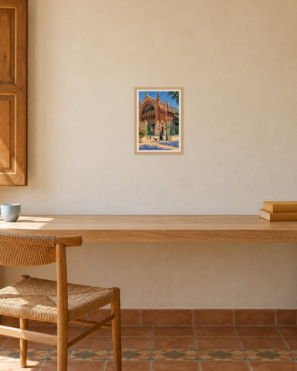 Un matí a Colón · A3 print in an oak frame, Valencian study
