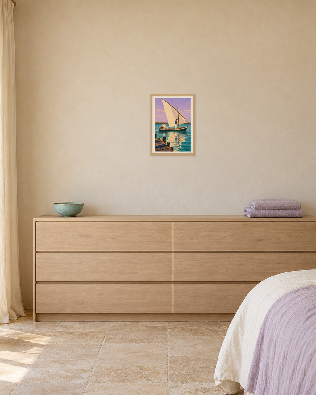 Vela llatina · lámina A3 enmarcada en roble, dormitorio valenciano