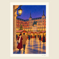 Lumières de la Plaza Mayor, tirage d’art ORENOA : le marché de Noël de la Plaza Mayor à Madrid, le soir