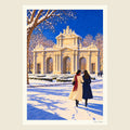 Neige sur Alcalá, tirage d’art ORENOA : la Puerta de Alcalá à Madrid sous la neige, un matin de soleil