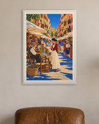 Dimanche au Rastro chez soi : encadrée en 50 × 70 cm, cadre blanc