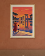 Coucher de soleil à Debod chez soi : encadrée en 50 × 70 cm, cadre bois naturel