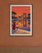 Coucher de soleil à Debod chez soi : encadrée en 50 × 70 cm, cadre noir